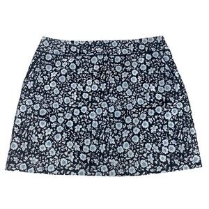 Ann Taylor LOFT Skirt Womens 12 Blue Floral Jacquard A-Line Pockets Spring Chic